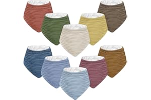 Wrrernsin Muslin Baby Bibs for Unisex Boys Girls, 10pack Cotton Drool Bibs, Adjustable Bandana Bibs for Drooling and Teething