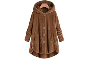 INESVER Womens Winter Coats 2023 Fashion Faux Fur Coat Fuzzy Fleece Warm Sherpa Hoodie Jacket Button Lapel Cardigan Sweater