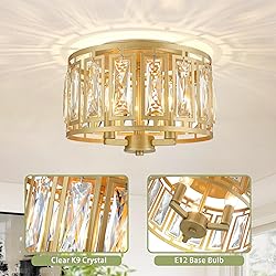 Crystal Flush Mount Ceiling Light, Gold Ceiling