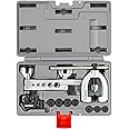 ARES 18019 - Double Flaring Tool Set with Extra Adapters- Use on Copper, Aluminum, Soft Steel Brake Line and Brass Tubing - Includes Mini Tubing Cutter and Storage Case
