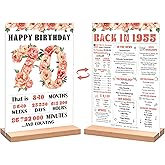 70th Birthday Party Decorations for Women, Retro Floral Back in 1955 Birthday Decor Poster Acrylic Table Sign, 70th Birthday Party Supplies, Double-Sided