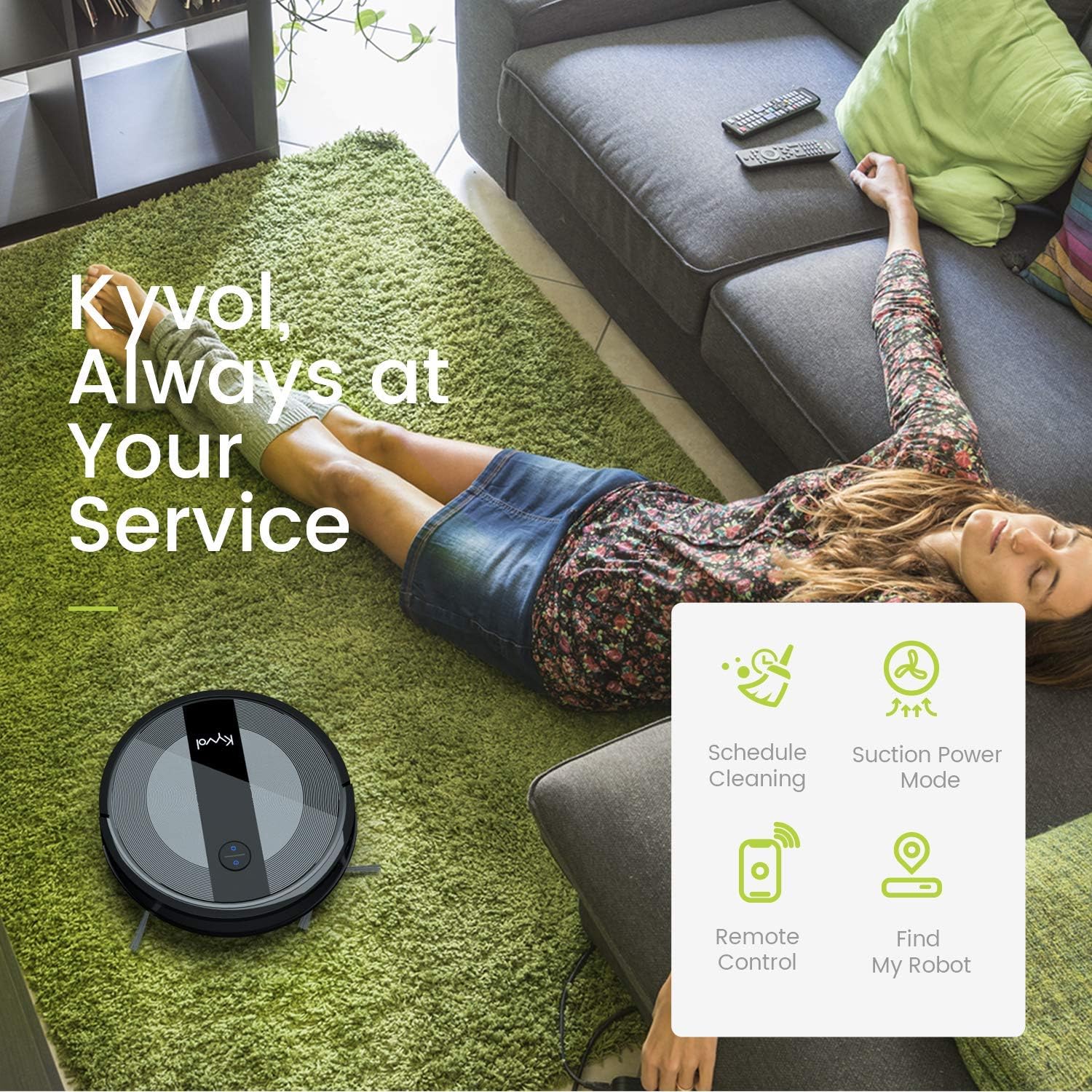 Kyvol Cybovac E20 Robot Vacuum Cleaner, 2000Pa Suction, 150 min Runtime, Boundary Strips Included, Quiet, Super-Thin, Self-Charging, Works with Alexa, Ideal for Pet Hair, Carpets, Hard Floors: Home & Kitchen