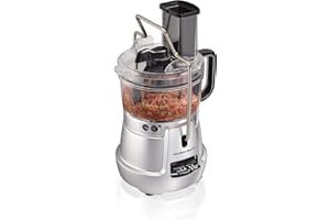 Hamilton Beach Stack & Snap Food Processor 8-Cup with Adjustable Slicing Blade, Built-in Bowl Scraper & Storage Case,Silver, 