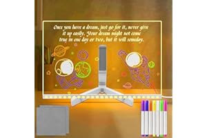 Hiyniaz Acrylic Dry Erase Board with Light up, 11.8”LED Note Board with Colors, Valentine's Day Decorations Board,as a Gift Glow Memo Letter Message Board Note Board DIY Painted Light for Desk