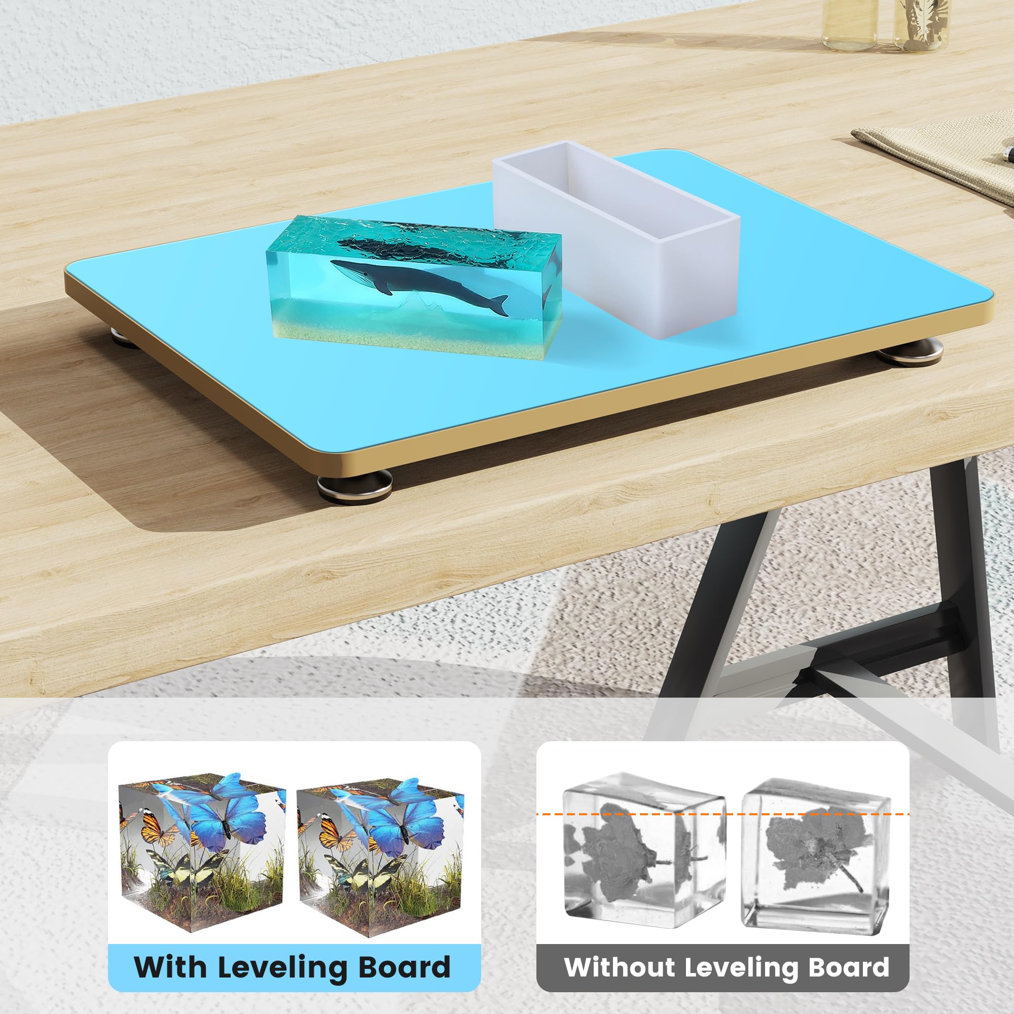 Nelyrho Leveling Table for Epoxy Resin, 16''x 12'' Adjustable Precision Leveling Table for Resinate, Epoxy Resin Accessories, Multipurpose Leveling Table (Blue)