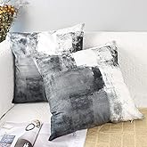 OYIMUA Gray Throw Pillow Covers 18x18,Modern Abstract Gray and White Couch Pillow Covers,Decorative Accent Pillow Cover,Square Pillow Cases for Sofa Living Room Bedroom Set of 2