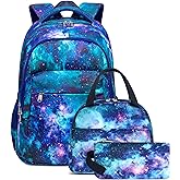 LEDAOU Backpack for Kids Boys Girls School Bags Teen Bookbags Set School Backpack with Lunch Box and Pencil Case