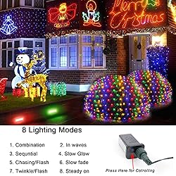 OYCBUZO 360LED Colorful Christmas Net Lights, 21ft