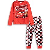 Disney Cars Lightning McQueen Boys Red Long Sleeve Long Leg Pyjama Set | Cartoon Sleepwear with Retro Design