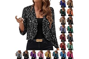 Womenss Sequin Cardigans Sparkly New Year Tops Open Front Outerwear Coat Glitter Long Sleeve Cocktail Party Jackets
