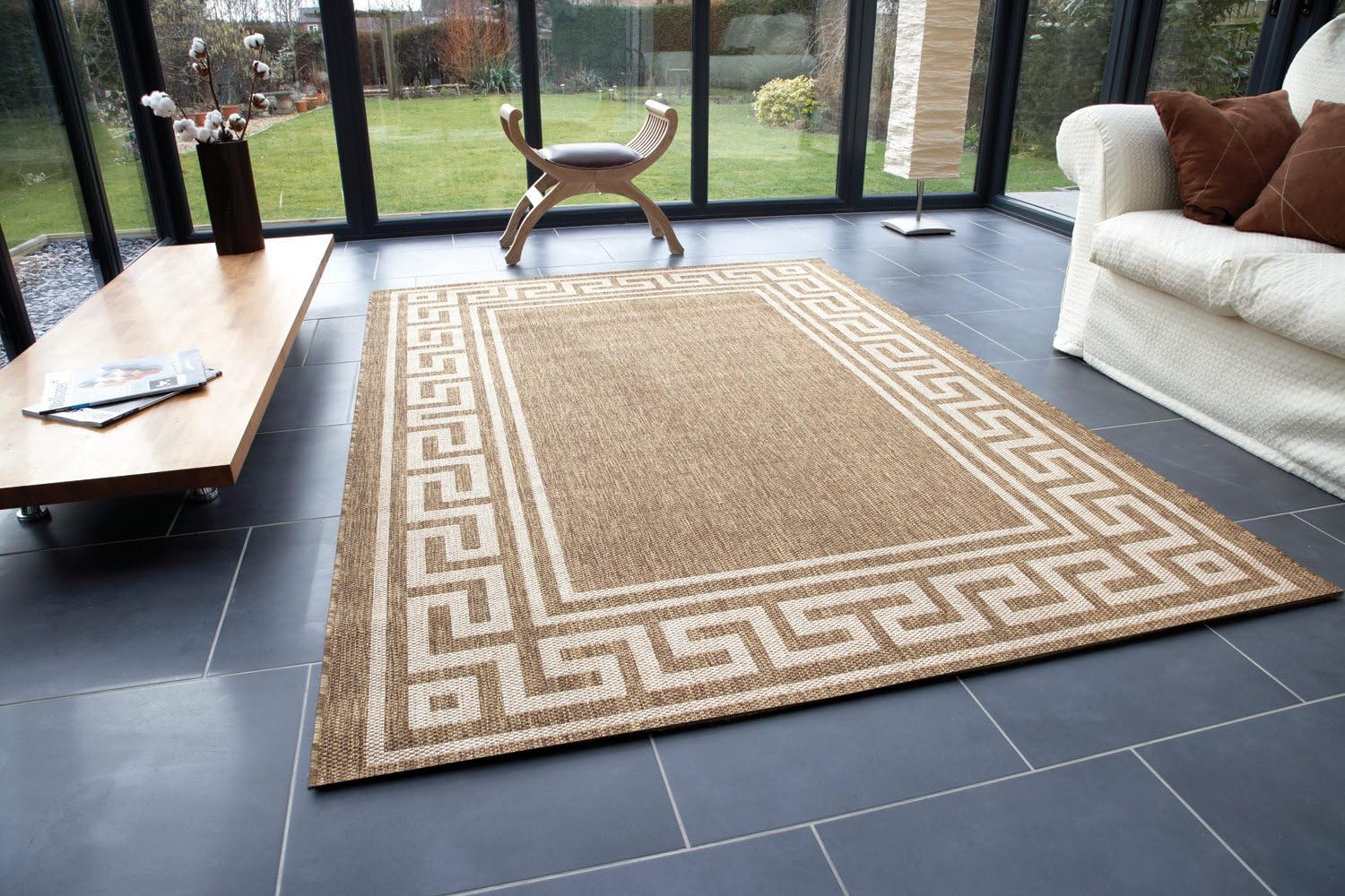 XLarge Modern Flatweave Natural Rug Amazon.co.uk Kitchen & Home