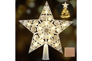 Christmas Tree Topper, 9 in Christmas Ornaments Treetop Star, Christmas Decor Christmas Tree Decorations with 3 Lighting Mode