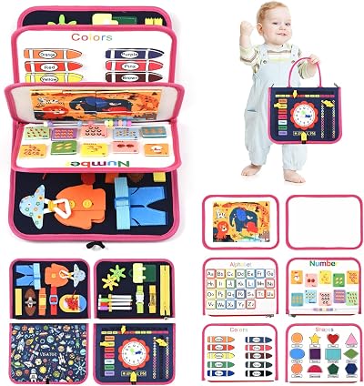 VISATOR Busy Board Montessori Toys Dark Blue for Toddlers Sensory Fine Motor