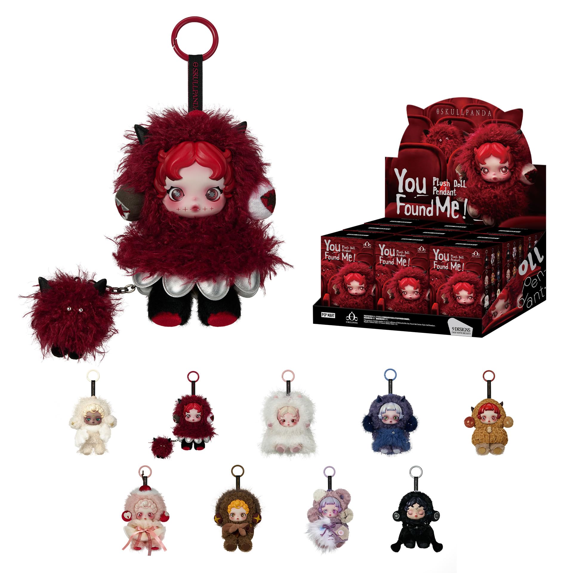 POP MART SKULLPANDA You Found Me! Series Plush Doll Pendant Blind Box Figures, Collectible Toys, Holiday Birthday Gifts for Girlfriend Daughter Girls and Boys, Whole Set