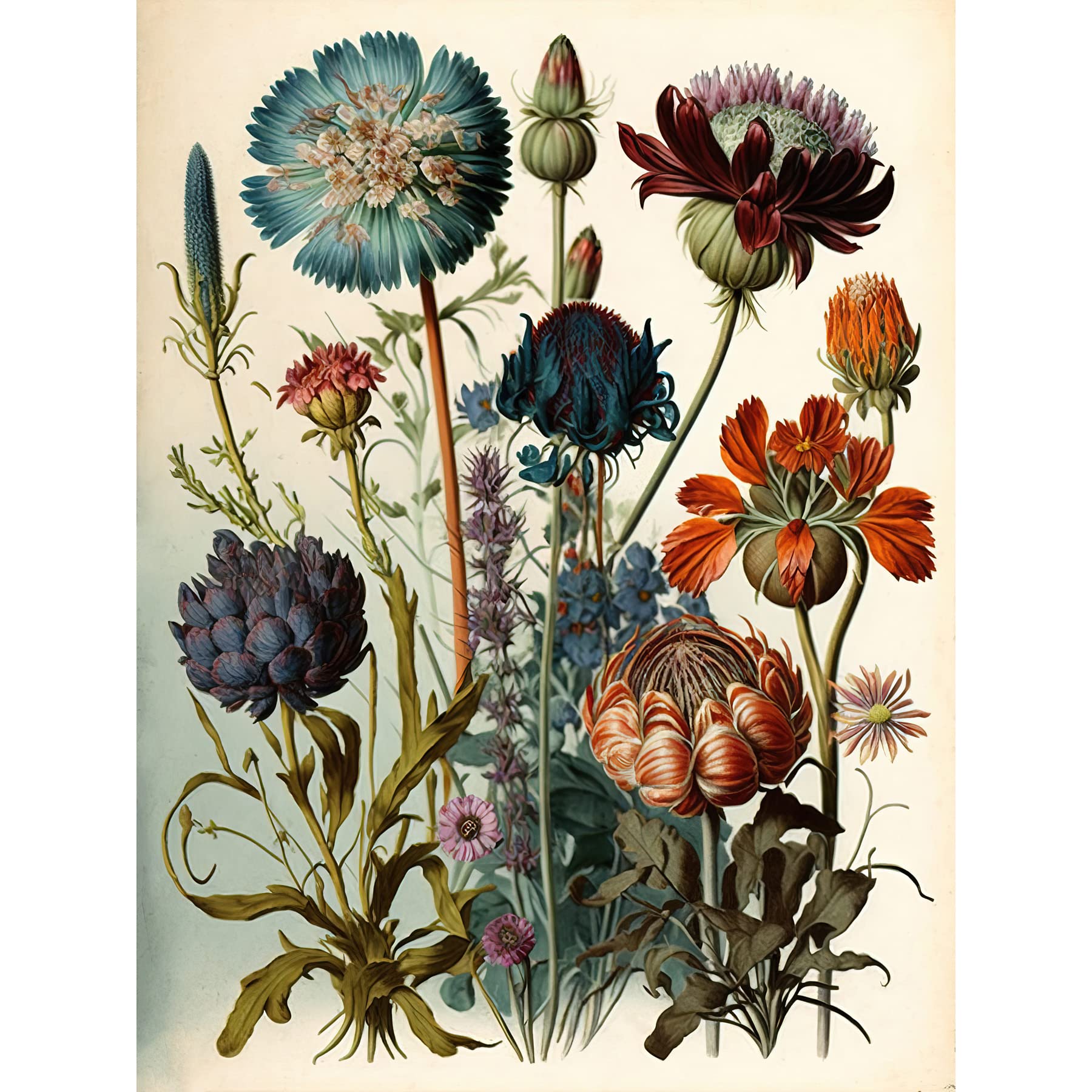Artery8 Vintage Botanical Illustration Ernst Haeckel Inspired Plant Study Modern Watercolour Painting Extra Large XL Wall Art Poster Print