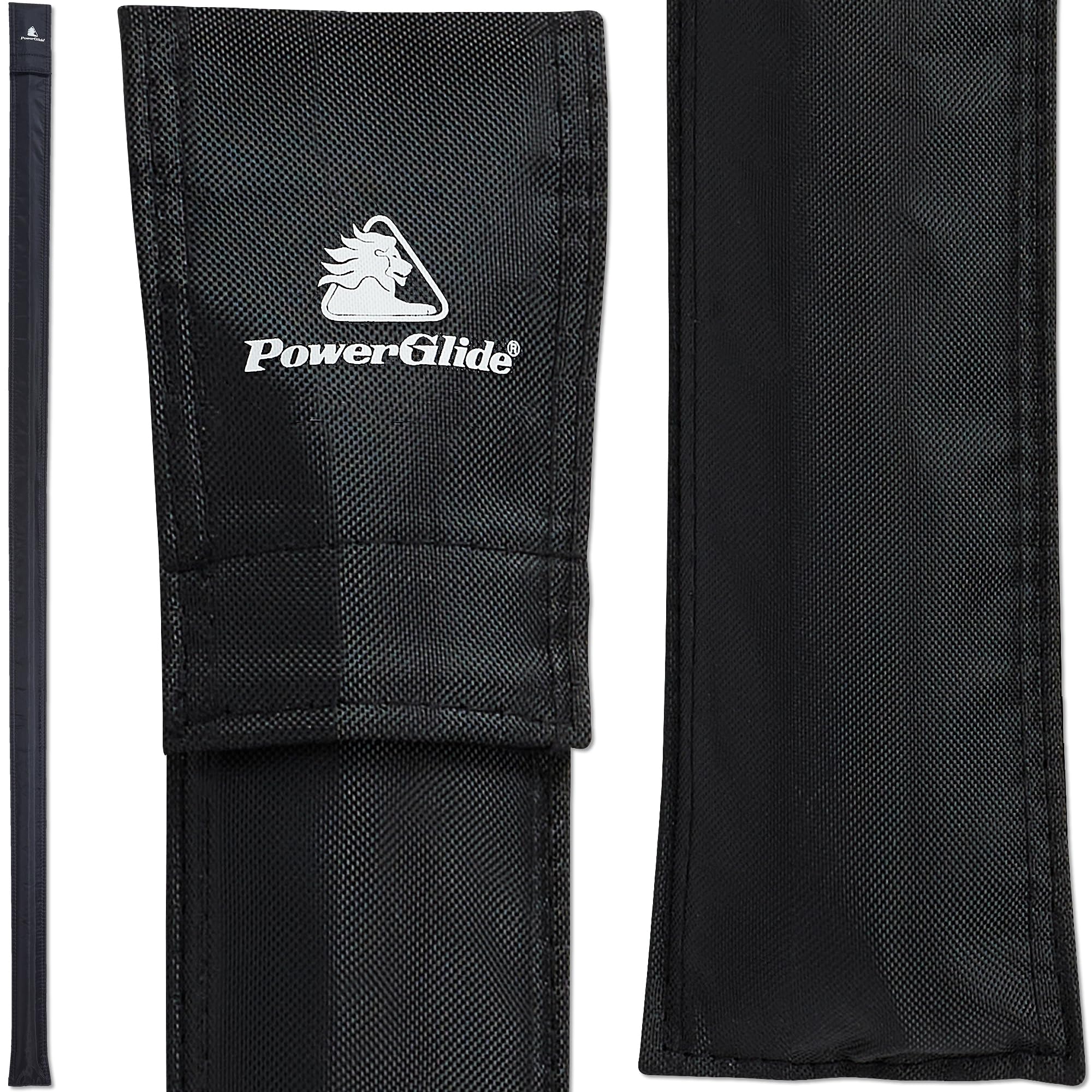 POWERGLIDE Snooker Pool or Billiard Protective Soft Cue Sleeve | Ultra Slim | Lightweight | Black | Hook & Loop Closure | Protects and Holds One Fully Assembled 57" Or 58" Cue