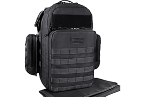 DINICTIS Dad Diaper Bag, Mens Diaper Bag Backpack with Diaper Changing Mat, Military Diaper Backpack with Molle Webbing, Waterproof Pouch, Baby Wipes pocket, Insulated Bottle Pockets- Tropical Black