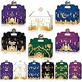 PARSUP 24Pcs Ramadan & Eid Mubarak Gift Boxes Small Goodie Present Boxes Recycled Party Favour Boxes Printed Cardboard Box for Candy, Cookies, 6 Patterns