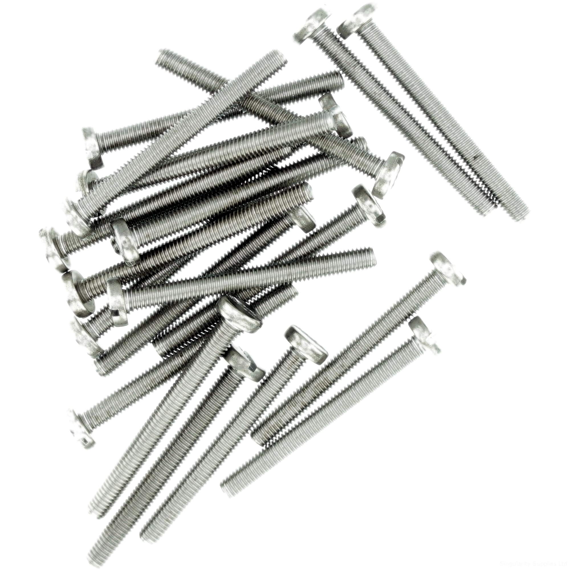 M2.5 (2.5mm x 10mm) Slot Pan Machine Screw (Bolt) - Stainless Steel (A2) (Pack of 20)