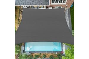 Coumavin 8'x8' Sun Shade Sail Rectangle Outdoor UV Block Square Canopy Sunshade Cover for Backyard Porch Pergola Deck Garden Patio, Dark Grey