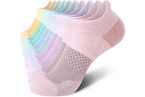 CS CELERSPORT 5 Pairs Women's Ankle Running Socks Cushioned Athletic Sport Socks with Tab