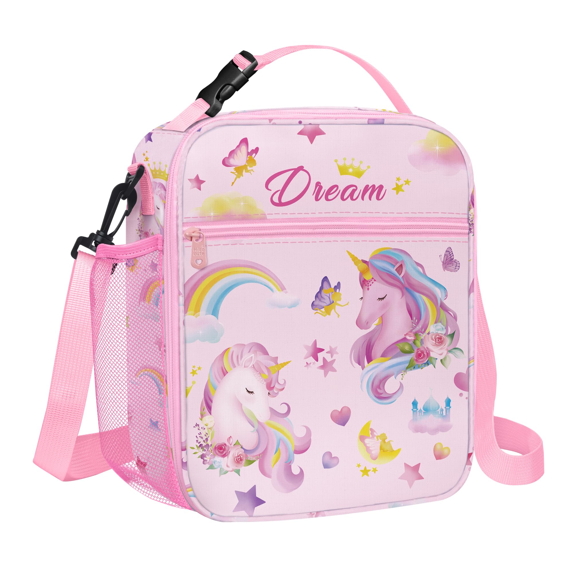 Clastyle Unicorn Insulated Lunch Bag Large Thermal Cooler Bag for Girl Picnic Lunch Box Tote, Unicorn Flower