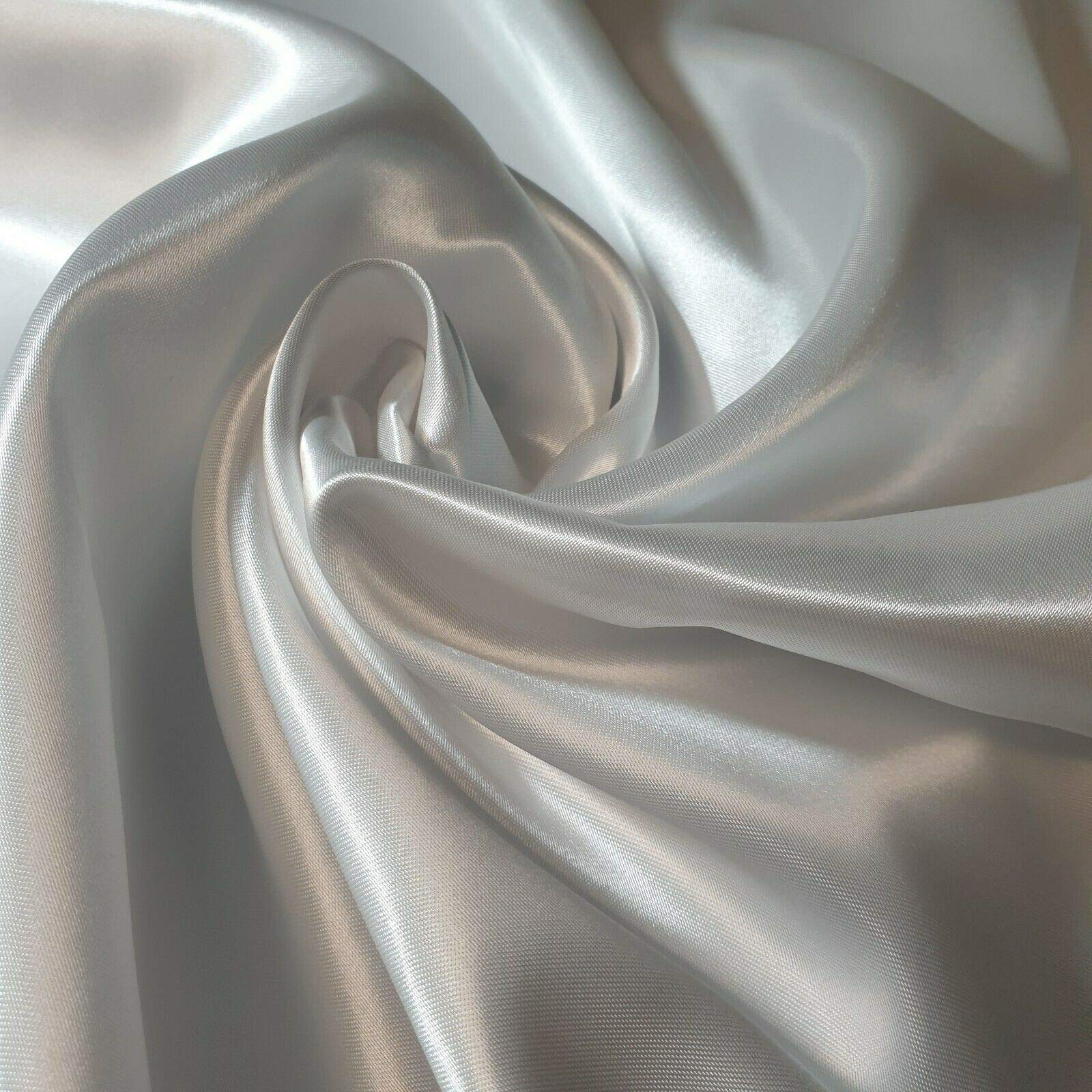 100% Polyester/Poly Silk Silky Satin Fabric, Dressmaking, Wedding, Prom - Dress Craft Fabric Material 58" - 150 cm Wide Sold As Various Pre - Cut Lengths (Ivory, 1 Meter)