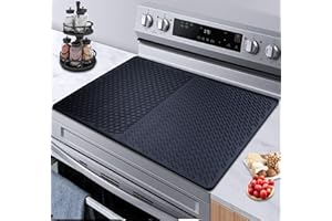 QUECEUY Stove Top Covers for Electric Stove,Silicone Stove Mat for Glass Top Stove,Extra Large Dish Drying Mat for Kitchen,Coffee Mat,Quick Dry,Heat Resistant,Easy to Clean(Black,28" x 20")