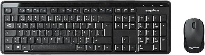 AmazonBasics - Set mit kabelloser Tastatur und Maus - leise und kompakt - DE-Layout (QWERTZ)