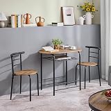 Yaheetech 3 Piece Modern Dining Table Set with Storage Rack Brown view 2