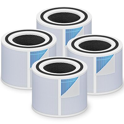 Core 300 Smoke Remover Replacement Filter for LEVOIT Core 300 Core 300-P Core 300S Vortex Air Air Purifier, 4-in-1 H13 Grade True HEPA High-Efficiency Activated Carbon, Core 300-RF-SR, 4 Pack, Blue