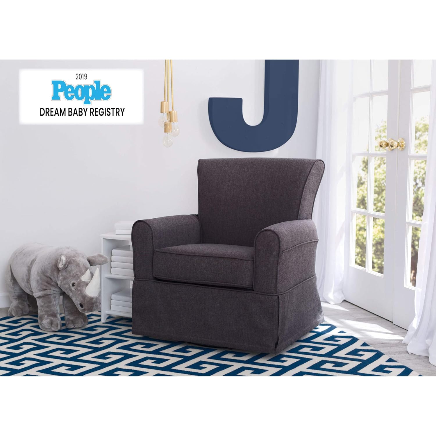 delta children upholstered swivel glider chair