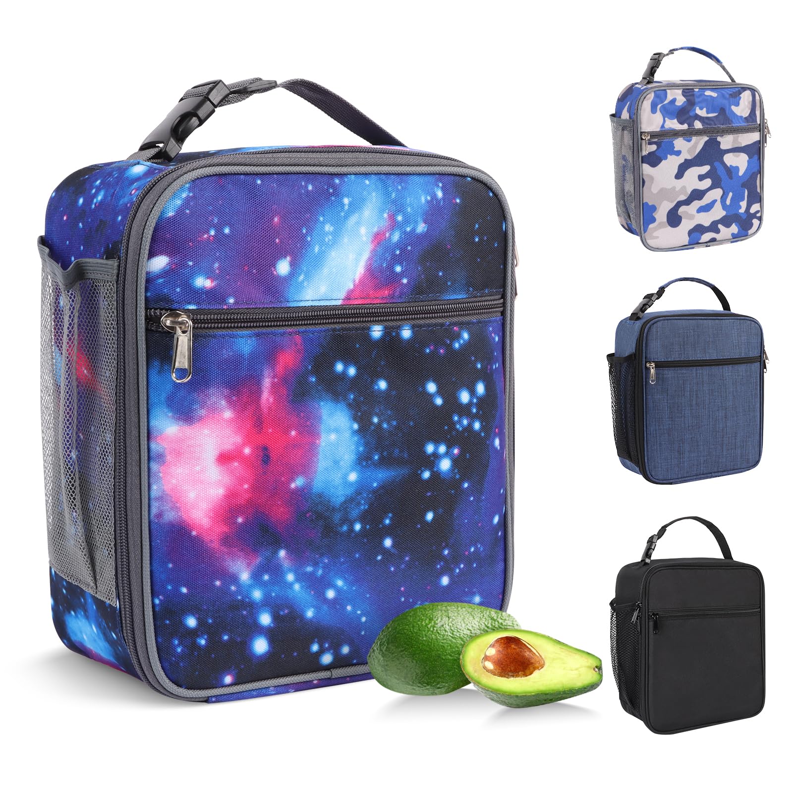 Minicoco Lunch Bag Insulated Lunch Bag Cooler Bag Portable Carrying Lunch Box Bag for Boys Girls Women Men to School Office Outdoor (Starry Sky)