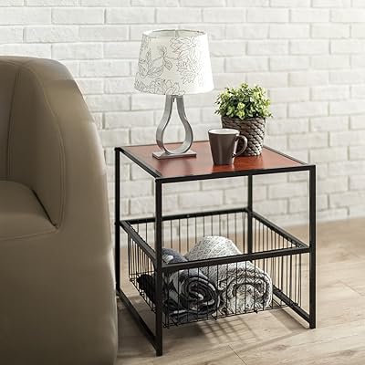 Zinus Modern Studio 20" Deluxe Side Table with Metal Storage Basket