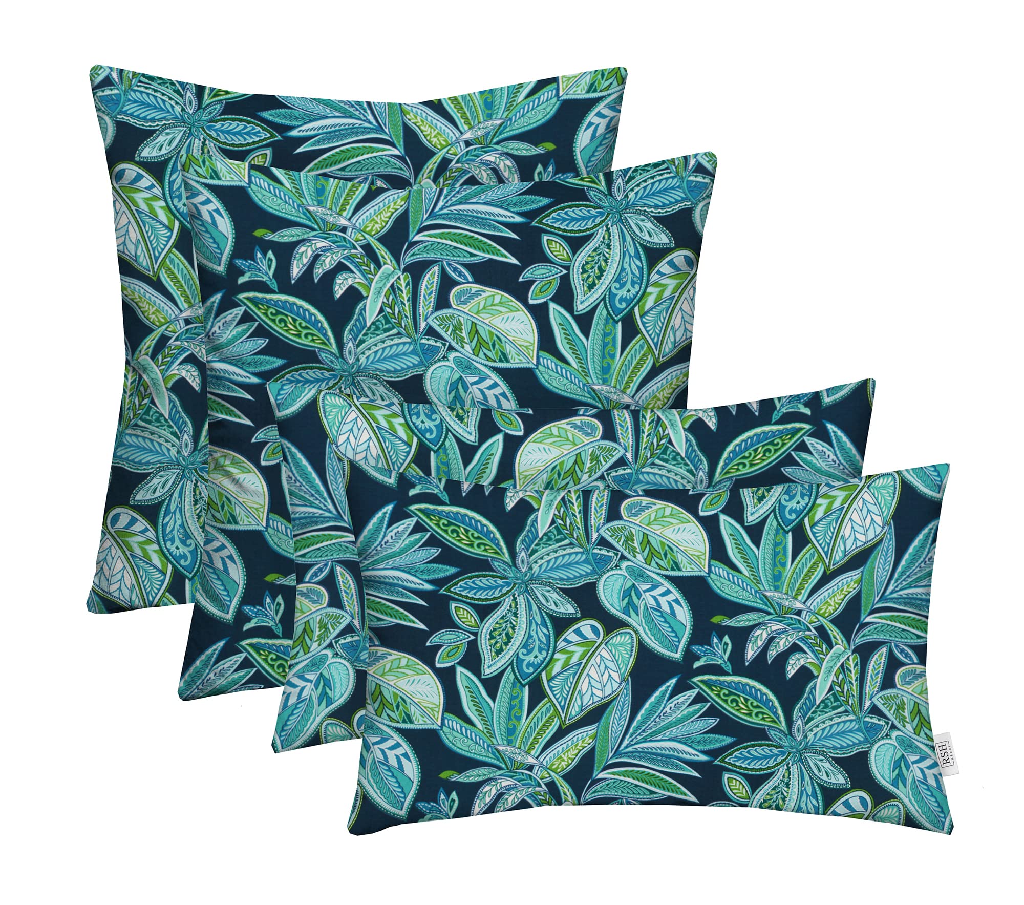 RSH DECOR: Lumbar & Square Throw Pillows Set of 4 | 20" x 12" & 17" x 17" | All-Weather Spun Fabric | Water and Fade-Resistant | Outdoor Accent Pillows for Patio Furniture | Crestwood Marine Image