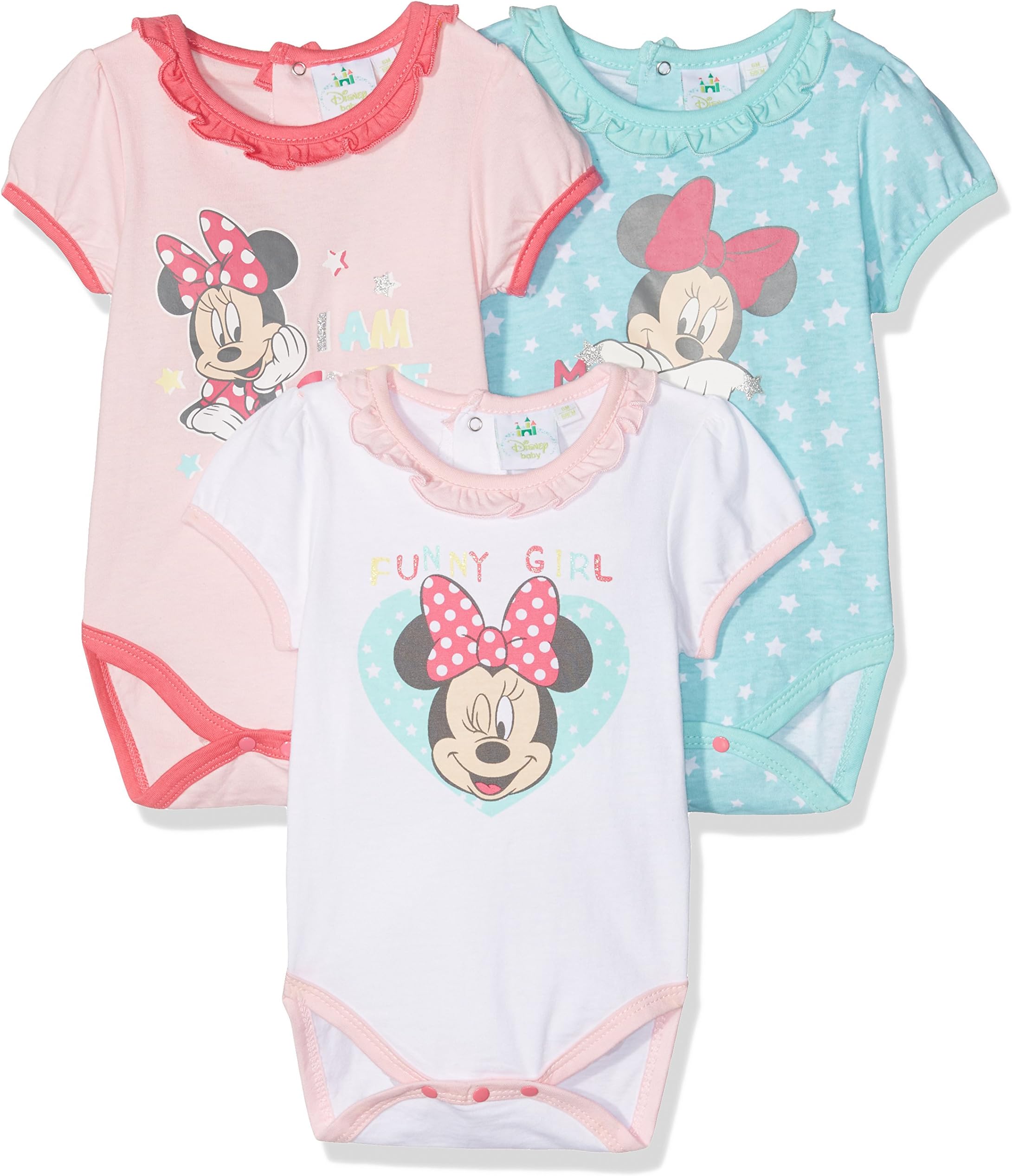 TV Mania Baby Girls Paterson Bodysuit, Multicoloured (Rosa, Weiss, Türkis Rosa, Türkis), 62 (Manufacturer Size: 3)