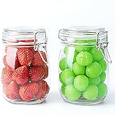 Airtight Glass Jar With Lids 24 OZ Canisters With Airtight Lids 2 Pack Leakproof Food Storage Containers Wide Mouth Clear Sealed Canisters With Metal Safety Buckle For Kitchen Pantry Organizations