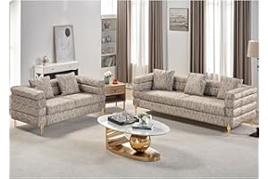 AMERLIFE Modern Sofa Couch, 2 Piece Set 24''Extra Deep Seat Sofa for Living Room, Oversized Sofa, 3 Seat Sofa and Loveseat, Sectional Couch Set, Calico