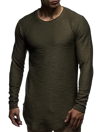 LEIF NELSON Herren Pullover Rundhals-Ausschnitt | Schwarzer Männer Longsleeve | dünner Pulli Sweatshirt Langarmshirt Crew Nec