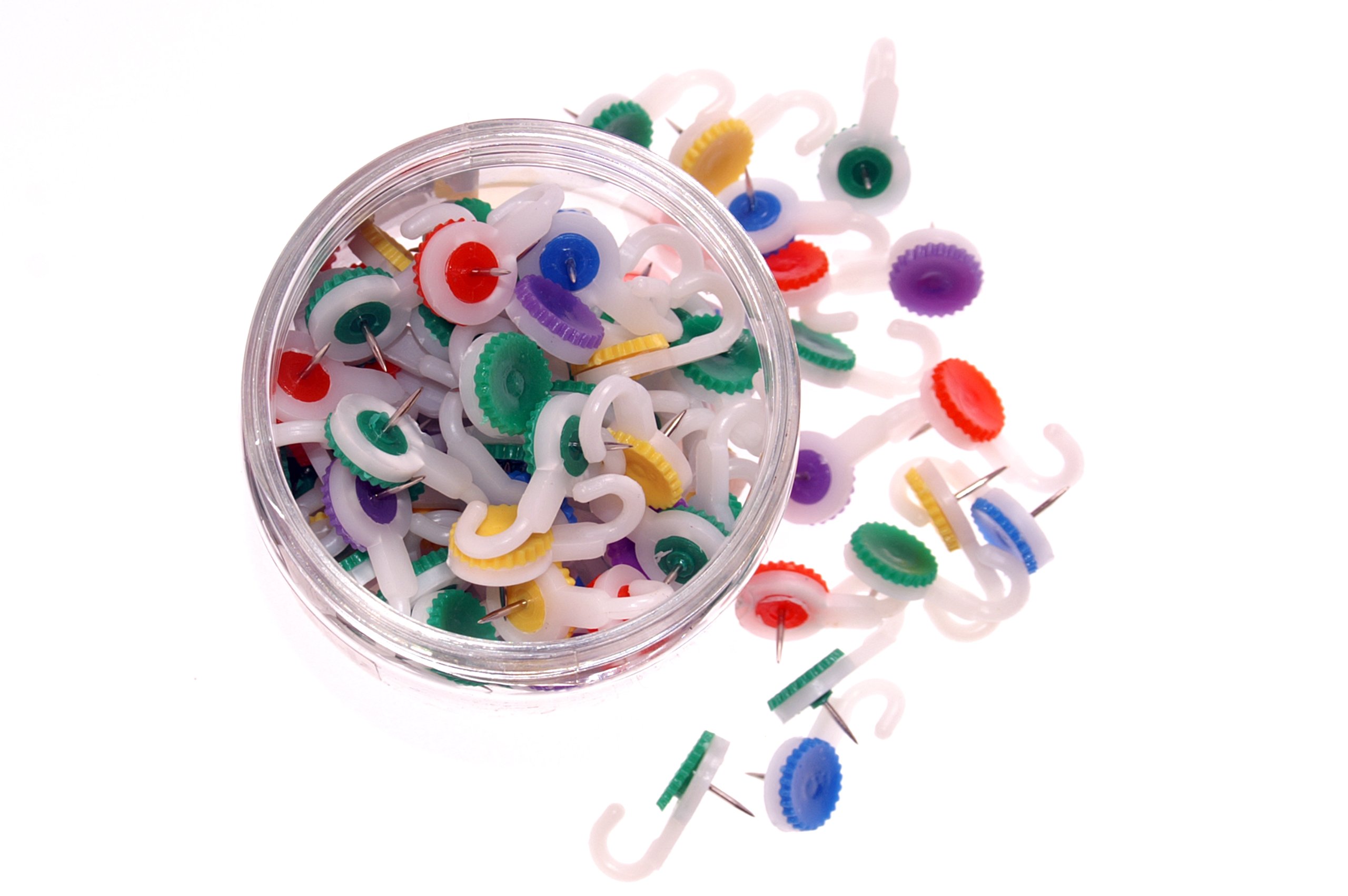 Whitecroft Essentials Tubs Hook Push Pins - Assorted Colours (Pack of 100)