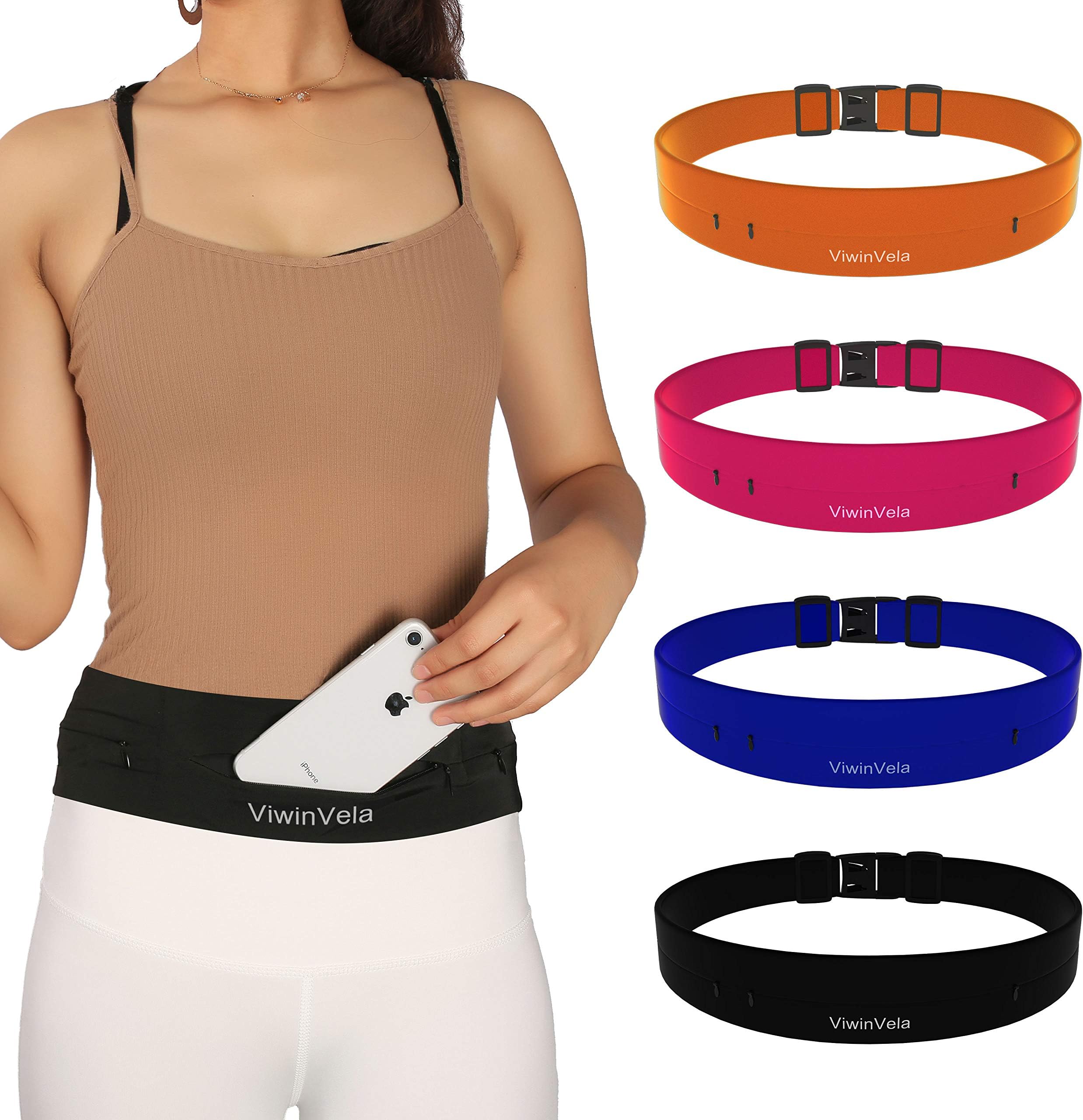 VIWIN VELA Running Belt Phone Holder Runner Belt for iPhone X XR XS MAX 7 8 Plus Samsung S8 S9 S10 Plus,Money Belt for Travel Walking Jogging, for Fitness Gym Women and Men（26“-45”）