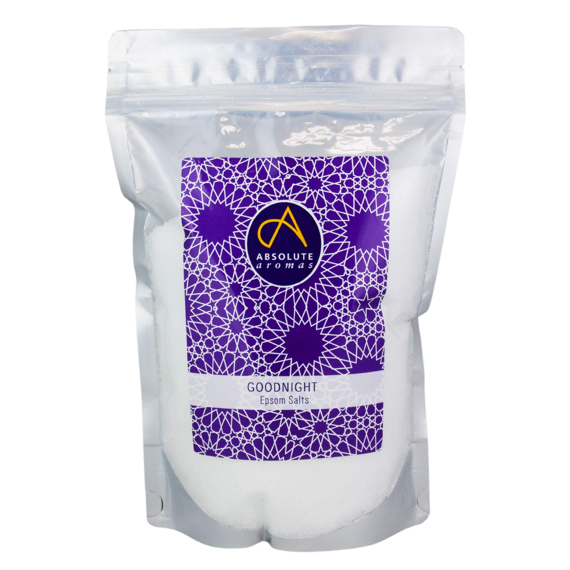 Absolute Aromas Goodnight Epsom Salt 1kg - Magnesium Sulphate Infused with 100% Pure Lavender, Chamomile, Geranium Essential Oils