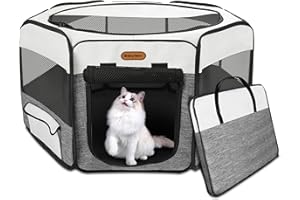 Seiyierr Dog Playpen, Portable Pet Play Pen Foldable Carrying Case, Puppy Pens Outsid for Small Cat Indoor/Outdoor, Removable Mesh Shade Cover