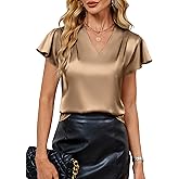 Blooming Jelly Women's Ruffle Sleeve V Neck Pleated Blouse