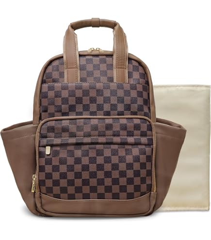 Dezcrab Baby Diaper Bag Backpack for Mom, Large Capacity Travel Nappy Bag for Boys & Girls with Stroller Straps (Corduroy Checkered Brown) : Baby