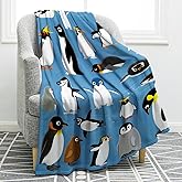 Jekeno Penguin Blanket Gifts for Women Girls Boys Mom Men Home Bedroom Living Room Decor Soft Cozy Lightweight Plush Throw Blankets Blue 60"x80"