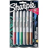 Sharpie Metallic Permanent Markers, Fine Point, Assorted Colors, 6-Count Permanent Marker (2029678)