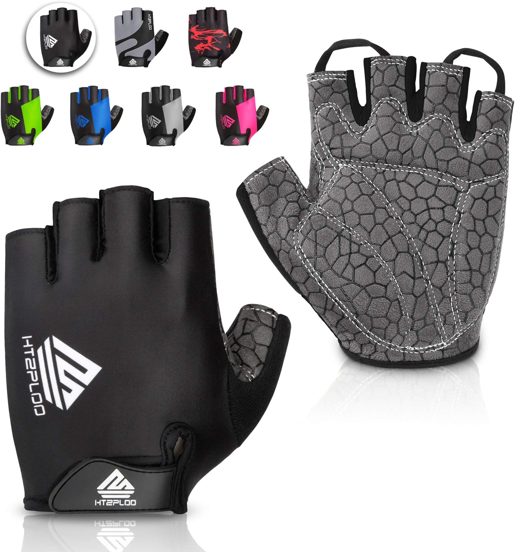 HTZPLOO Bike Gloves Cycling Gloves Mountain Bike Gloves for Men Women with Anti-Slip Shock-Absorbing Pad,Light Weight,Nice Fit,Half Finger Biking Gloves