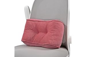 Glyzia Lumbar Support Pillow for Study Desk Chair, High-Density Foam Back Support Pillow for Lower Back Pain Relief, Soft & Support Corduroy Office Chair Cushion, S, Pink