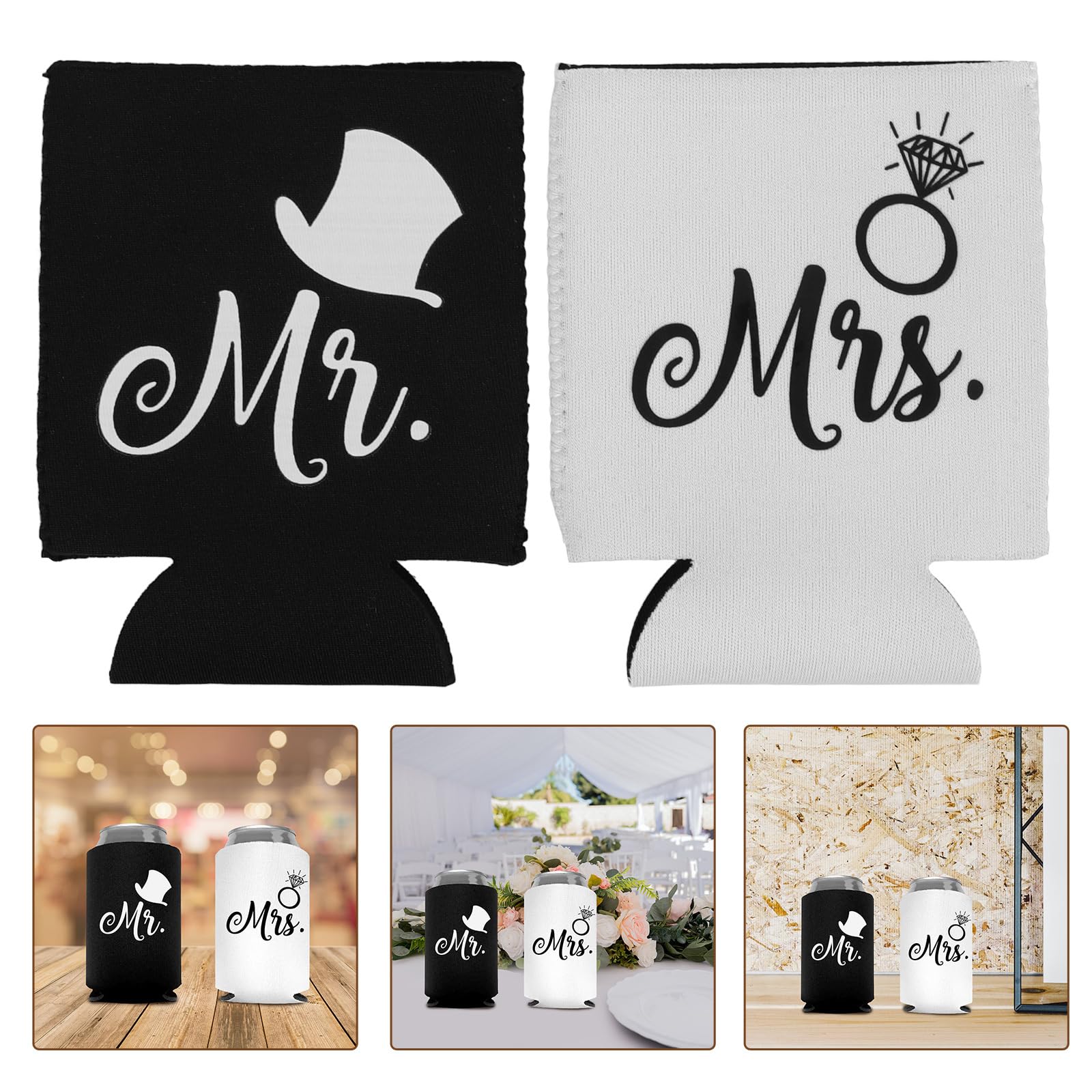 Cabilock 2 Pcs Wine Bottle Coolers Beer Can Cooler Sleeves Can Covers for Drinks Cans UK Beer Can Covers (Mrs.& Mr.) Wedding Decoration Wedding for Bride to Be and Groom